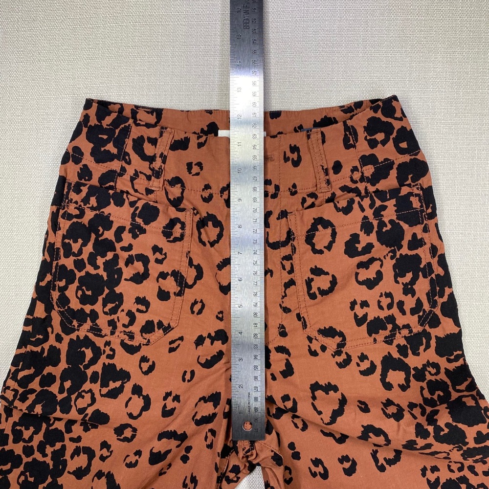Maeve Anthropologie The Colette Leopard Print Wide Leg Cropped Pants Rust 24 - Picture 4 of 9